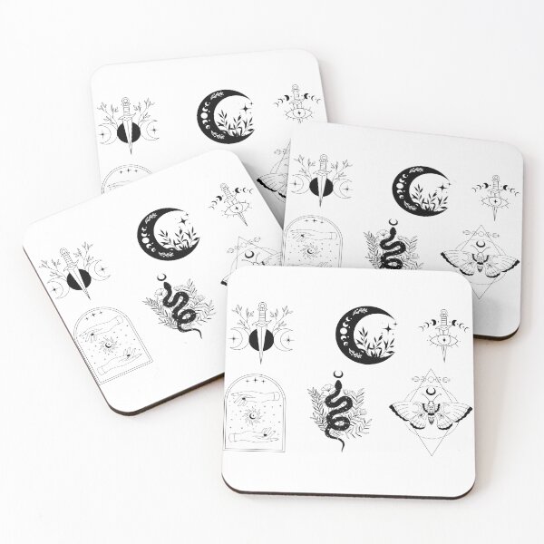 Item preview, Mystic Greyscale Design | moon, moth, dagger, and snake aesthetic designed and sold by DesignByAvery.