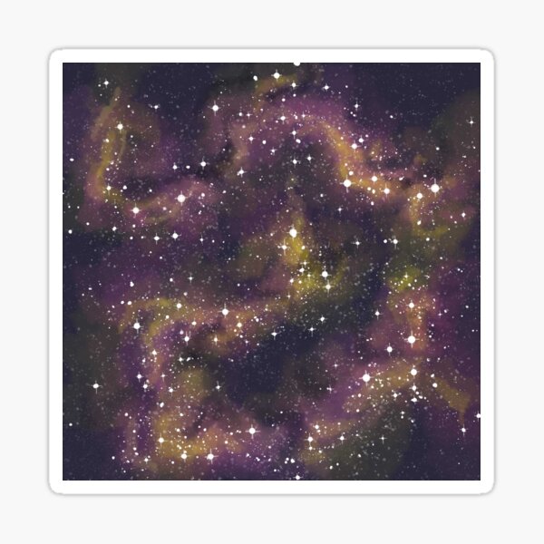 Orange Galaxy and stars, colorful space art Sticker