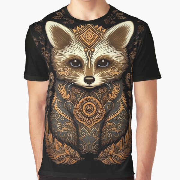 Vista previa del artículo con la obra «Golden Raccoon with Mandala Series», diseñado y vendido por MTJ-Mushrooms.