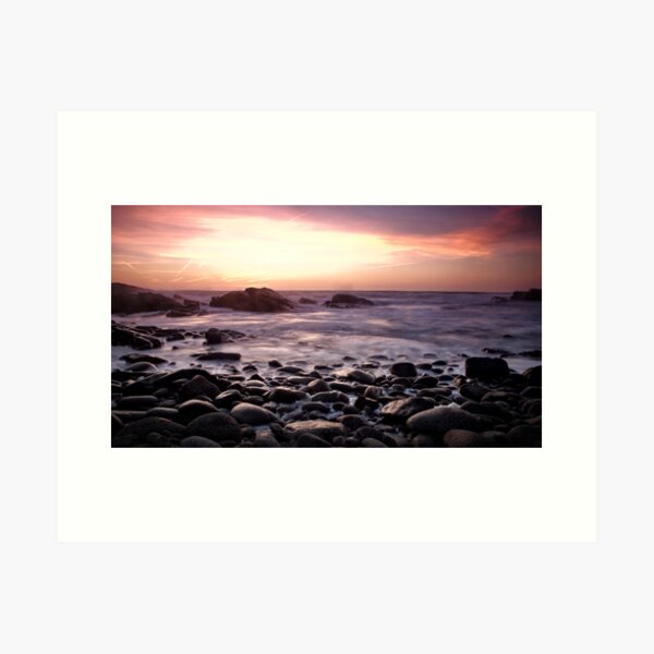 Sunset & round stones Impression artistique
