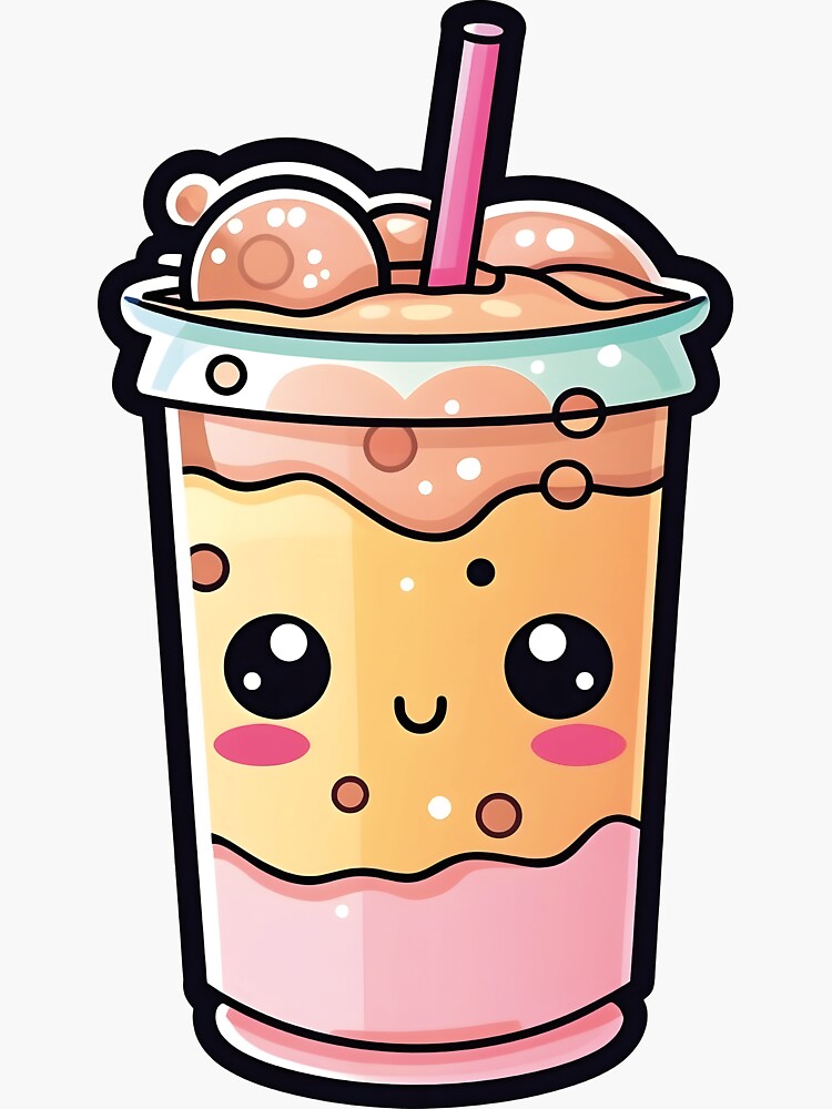 Boba milk tea with glasses Sticker for Sale by c4k5llc