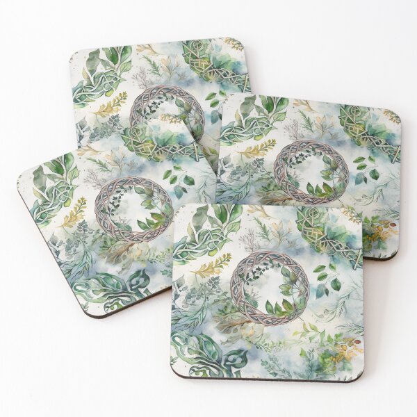 Item preview, Celtic Wreath Watercolor Pattern - Lush Leaves and Celtic Knotwork Design by State of Human designed and sold by stateofhuman.