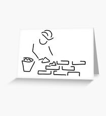 bricklayer construction worker building Greeting Card
