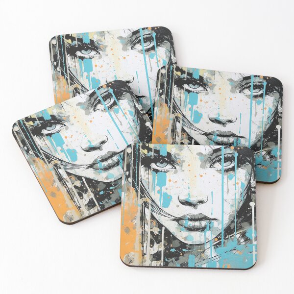 Item preview, Orange and Cyan Graffiti Art Woman designed and sold by Splargo Digital Prints.
