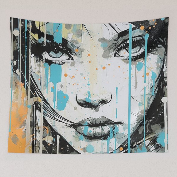 Item preview, Orange and Cyan Graffiti Art Woman designed and sold by Splargo Digital Prints.