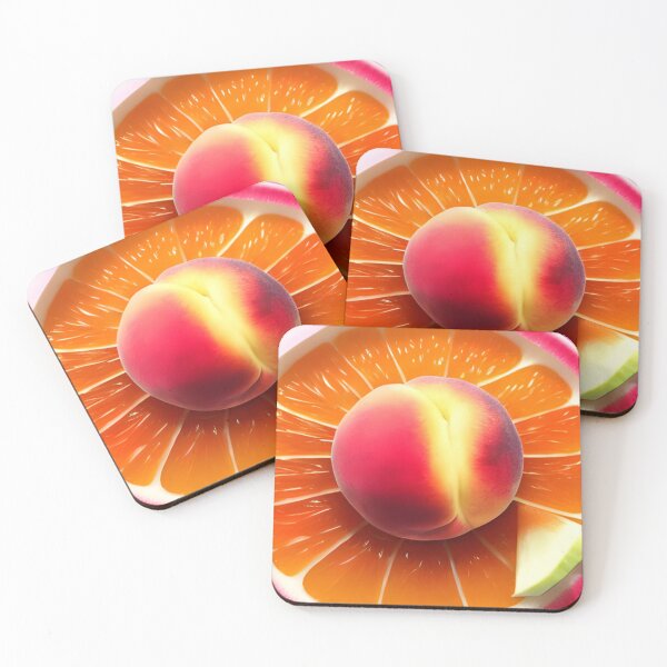 Item preview, Succulent Delights: A Photorealistic Close-Up of a Peach on a Citrus Symphony designed and sold by masabo.