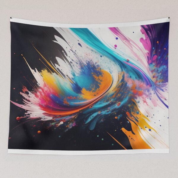Item preview, Vibrant ink and paint splat design against a black and white background. Color paint splashes. Abstract grunge background. designed and sold by Bookwyrm-Bazaar.