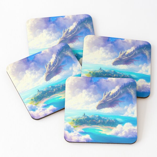 Item preview, Dragon looking at the island on ocean  designed and sold by TomFrontierArt.