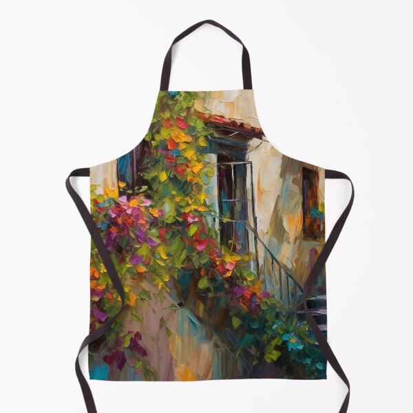 Item preview, Mediterranean town street with climbing flowers designed and sold by Art by Lilia.