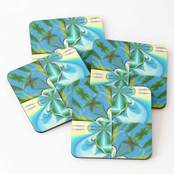 Item preview,  Stunning relaxing geometric painting featuring an exotic summer vacation: Blue sky Beach Sun Coconut Sand - Inspiring gift idea to escape to paradise! designed and sold by Ralek.
