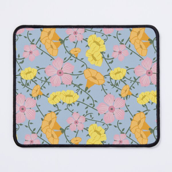 Item preview, Boho Floral Pattern No.9 Pink, Orange, Yellow On Blue designed and sold by QuestingPixel.