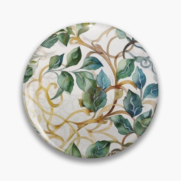 Item preview, Colorful Watercolor Foliage Design with Celtic Inspiration - Vibrant Green, Blue and Hint of Orange on Beige Background designed and sold by stateofhuman.