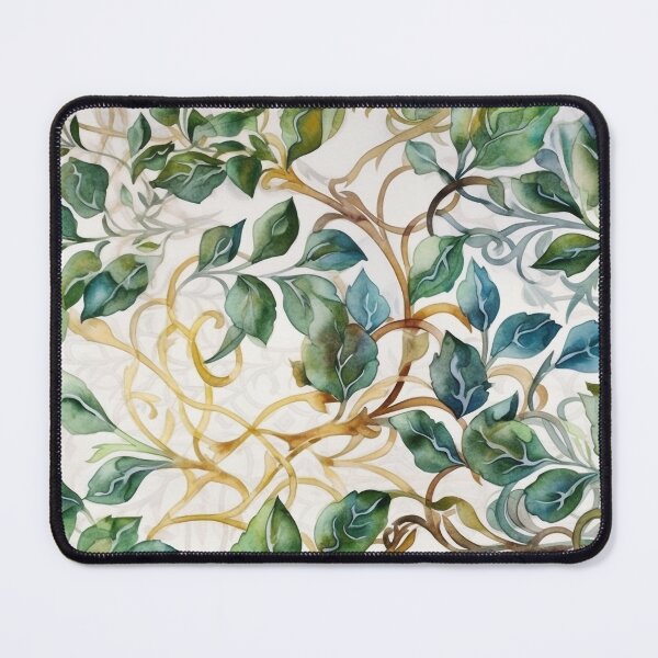 Item preview, Colorful Watercolor Foliage Design with Celtic Inspiration - Vibrant Green, Blue and Hint of Orange on Beige Background designed and sold by stateofhuman.