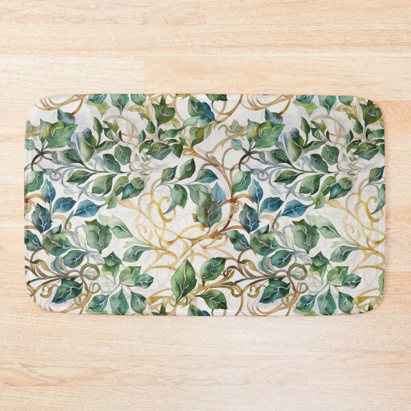 Item preview, Colorful Watercolor Foliage Design with Celtic Inspiration - Vibrant Green, Blue and Hint of Orange on Beige Background designed and sold by stateofhuman.