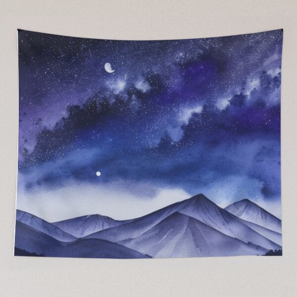 Item preview, Italian Apennine Mountains Watercolor Winter Nights designed and sold by BBGIFTSUK.