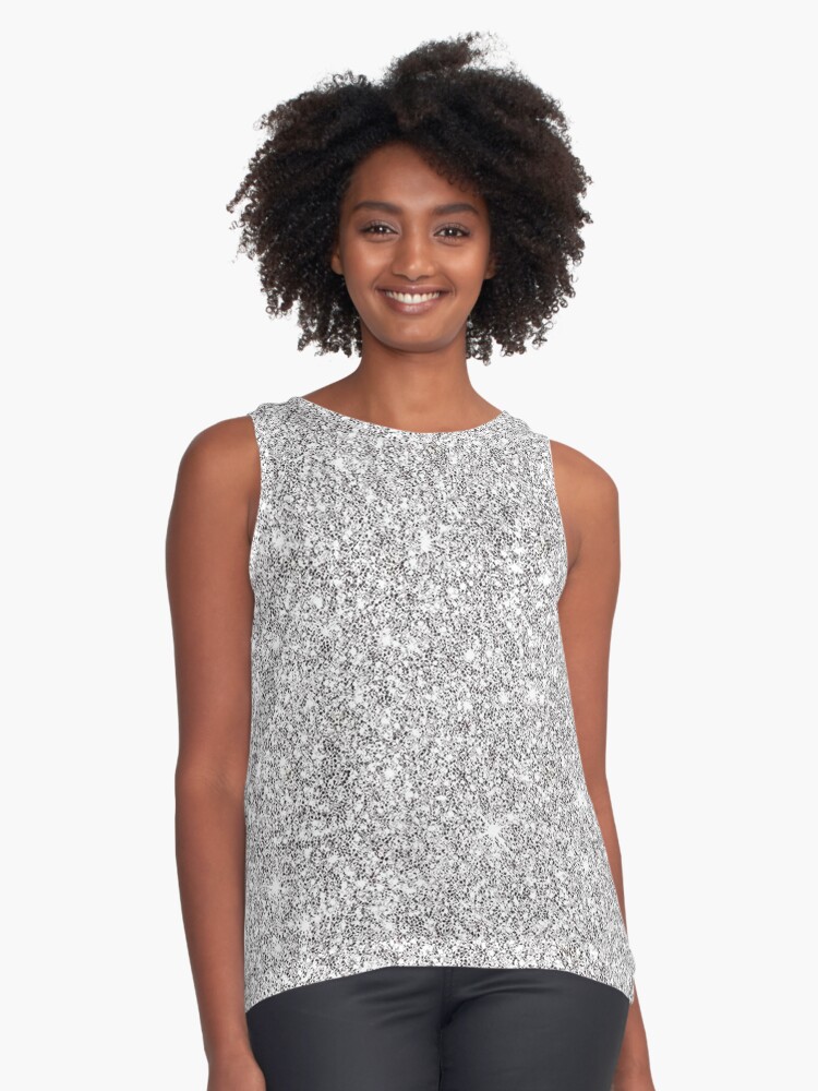 silver sleeveless top