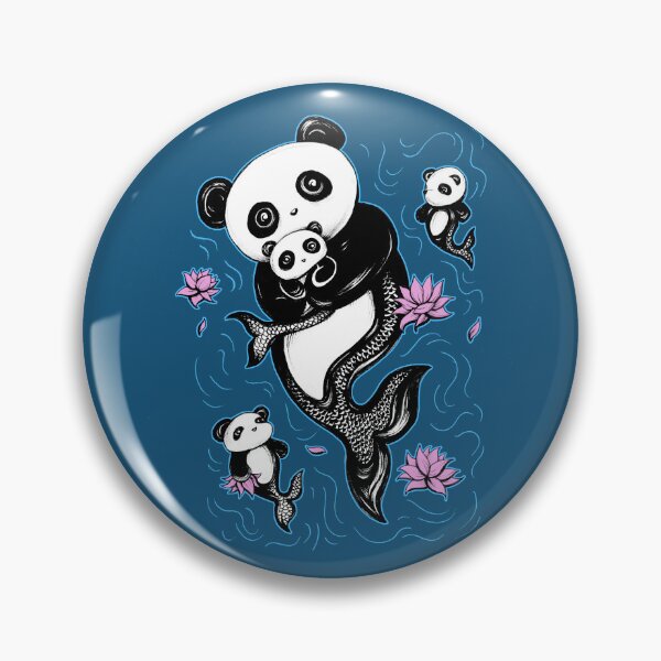 Item preview, Panda Mermaid Bear with Lotus Flowers designed and sold by ShaireProd.