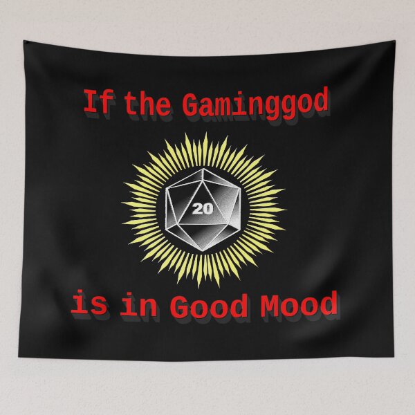 Item preview, gaming god in good mood, best RPG gifts, popular gamer outfits designed and sold by Kirei-Lily.