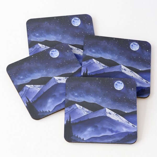 Item preview, Night Sky Over Italian Apennine Mountains Watercolor designed and sold by BBGIFTSUK.