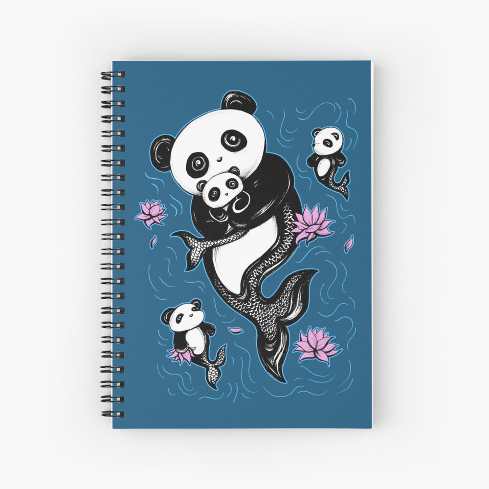 panda mermaid notebook on redbubble, art by Sherrie Thai of Shaireproductions.com
