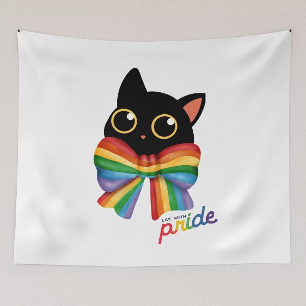 Item preview, Bigfootjinx Cute LGBT Pride Cat, Kawaii Rainbow Kitty , Living With Pride designed and sold by Freedesign-home.