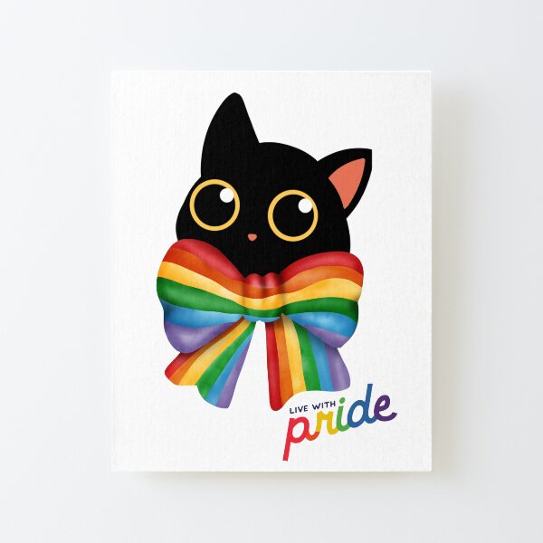 Bigfootjinx Chat mignon LGBT Pride, Kawaii Rainbow Kitty, Vivre avec fierté Impression montée sur toile