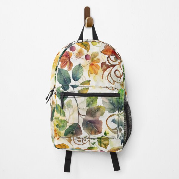 Item preview, Gorgeous Autumn Leaves Watercolor Illustration - Pressed Flower Effect in Fall Colors on a Beige Background designed and sold by stateofhuman.