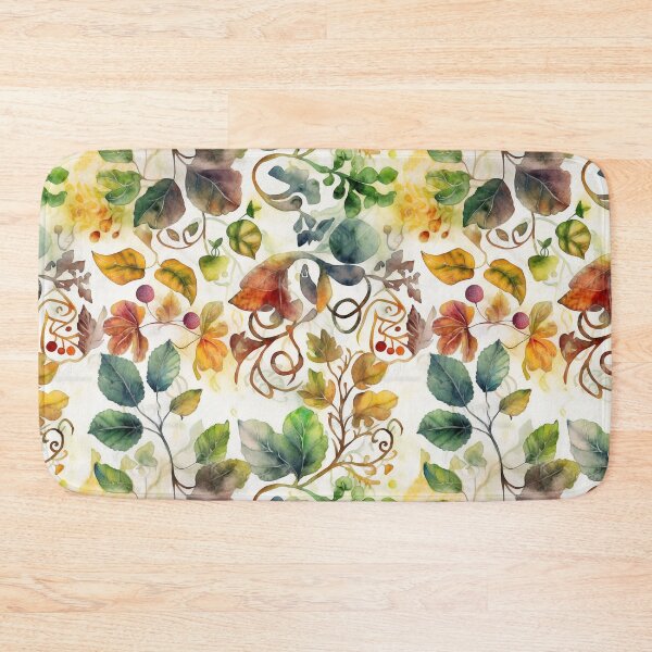 Item preview, Gorgeous Autumn Leaves Watercolor Illustration - Pressed Flower Effect in Fall Colors on a Beige Background designed and sold by stateofhuman.