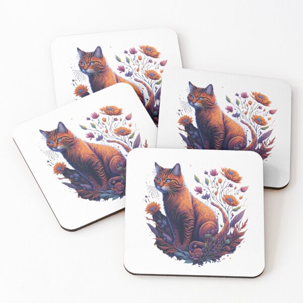 Item preview, cat in flower garden designed and sold by You Are Enough Art.