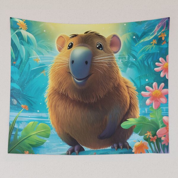 Item preview, happy capybara digital art designed and sold by DigitalPixelize.