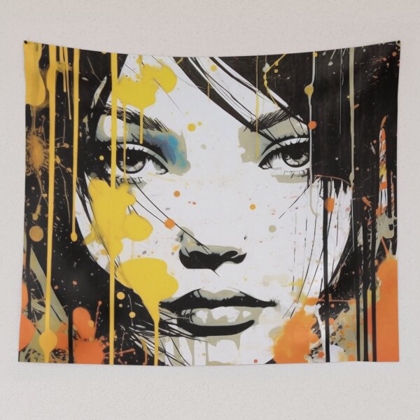 Item preview, Yellow and Red Graffiti Art Woman designed and sold by Splargo Digital Prints.