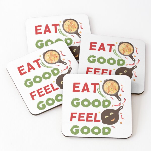 Item preview, EAT GOOD FEEL GOOD, With a smiley frying pan , Red pepper and a fried egg designed and sold by Ndli.
