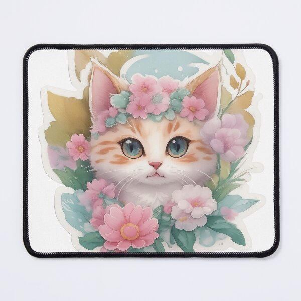 Item preview, Cute Cat miaw with flowers  designed and sold by EyeCandyCorner.