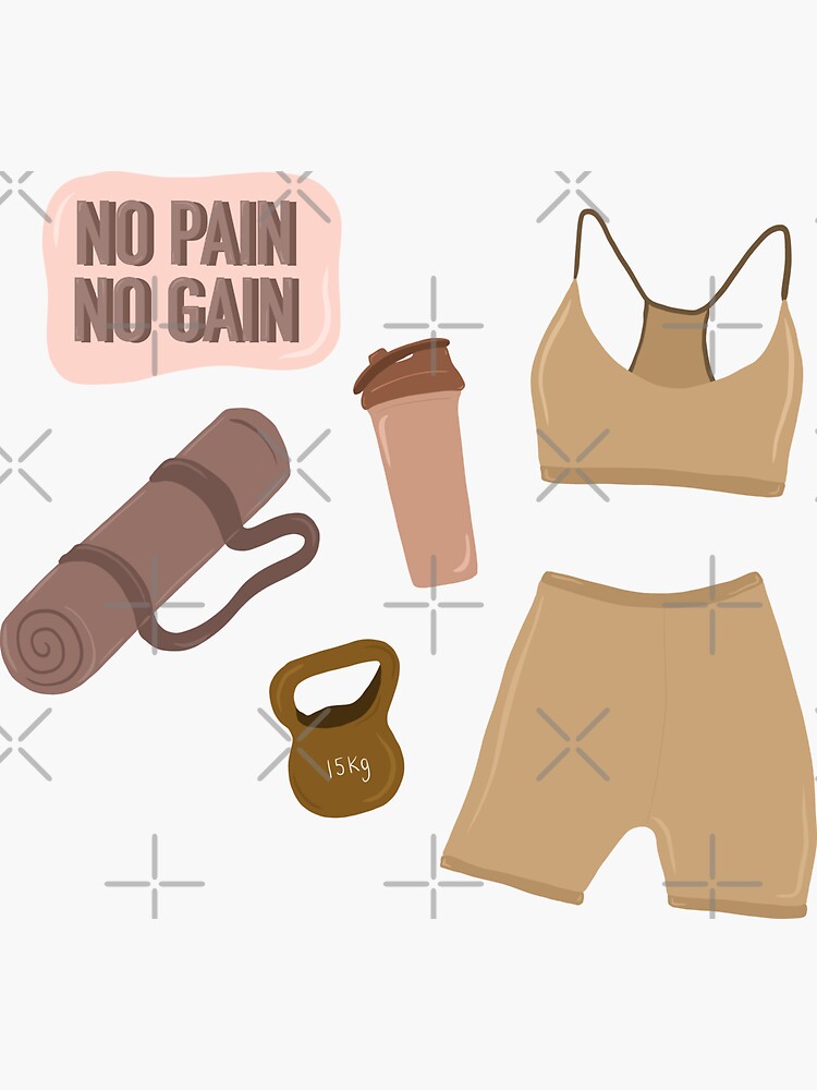 Neutral Gym Girl Aesthetic Stickers, Gym Sticker Pack