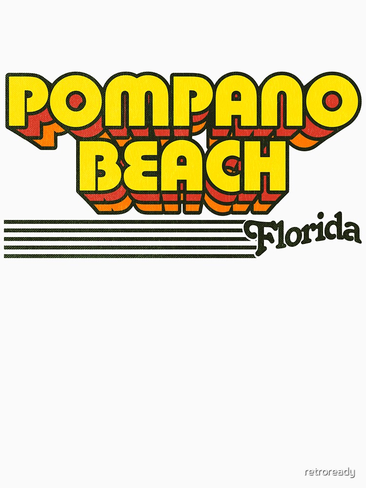 "Pompano Beach, Florida Retro Stripes" Tshirt by retroready