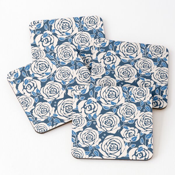 Item preview, Flowers are Forever Pattern (navy blue/cream) designed and sold by Design Minds Boutique.