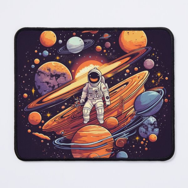 Item preview, Astral Voyage: Psychedelic Illustration of an Astronaut amidst Planetary Delights designed and sold by Bee Happy Creative™.