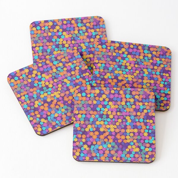 Item preview, Colorful Swirly Circles Print Art - Vibrant Patterns on Purple designed and sold by GiveMeMood.