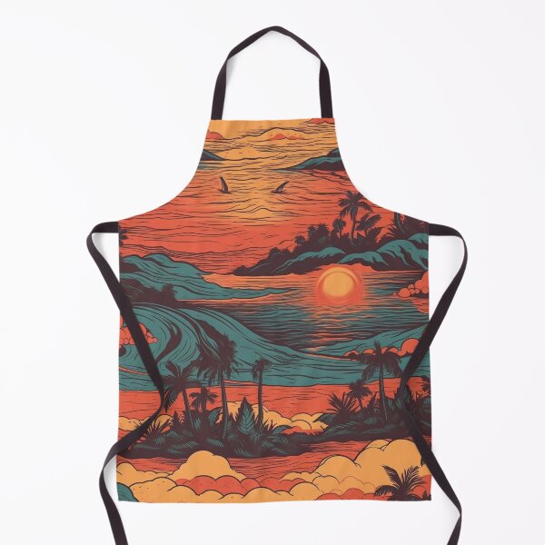 Item preview, Hawaiian Inspired Watercolor Illustration - Palm Trees and Beautiful Sunset, Vibrant Seascape Design designed and sold by stateofhuman.