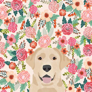 Artwork thumbnail, Labrador Retriever yellow lab floral pattern cute florals dog breed pure breed dog lover gifts by PetFriendly