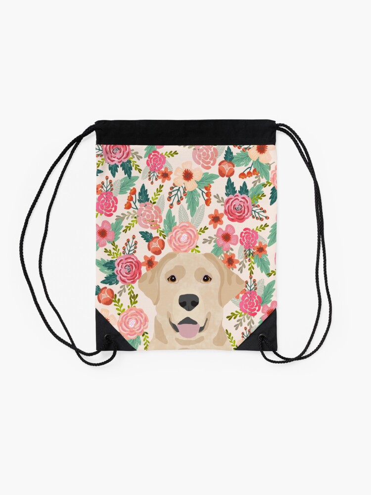 Mochila Saco Labrador Retriever Amarillo Lab Floral Pattern Cute