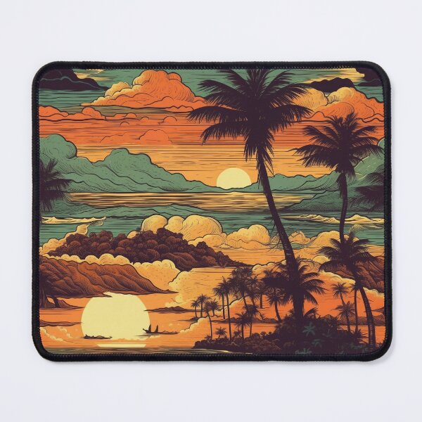 Item preview, Tropical Paradise Hawaiian Sunset - Retrocore and Vintage Inspired Digital Art designed and sold by stateofhuman.