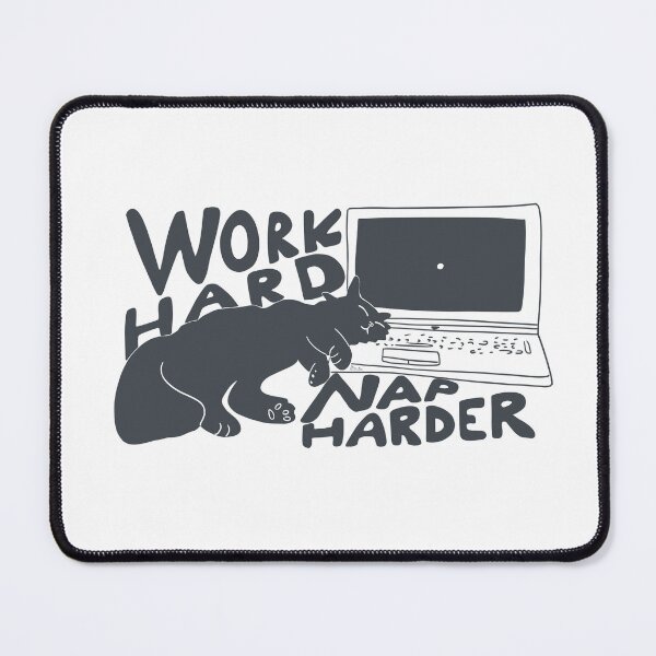 Item preview, Funny black Cat Design: Adorable, Happy, Sleeping Cat Next to Laptop | 'Work Hard, Nap Harder' Quote | Perfect for Cat Lovers, Tech Enthusiasts designed and sold by MaddaMom.