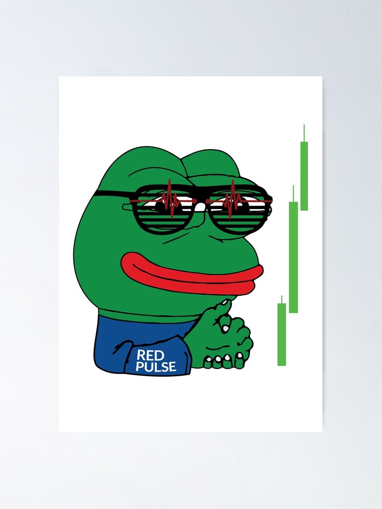 Red Pulse Crypto Token Pepe Frog Meme Rpx Poster By Tfever Redbubble