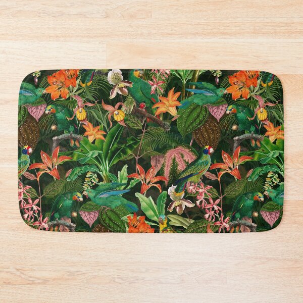 Item preview, Exotic Vintage Birds FLower And Leaves Jungle - Black Botanical Night Garden Nightgarden designed and sold by UtArt.