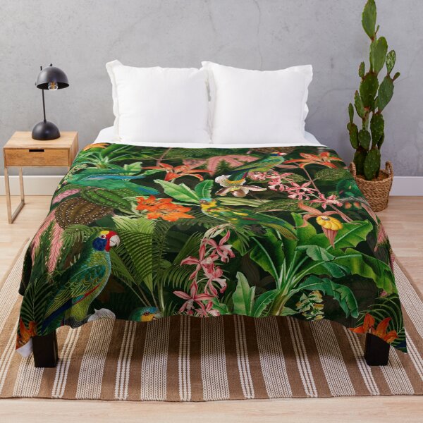 Item preview, Exotic Vintage Birds FLower And Leaves Jungle - Black Botanical Night Garden Nightgarden designed and sold by UtArt.