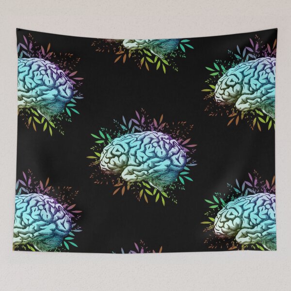 Item preview,  Mental health, matters, Side Brain, leaves, positivity, vibrant color, creativity, right hemisphere brain designed and sold by Collagedream.