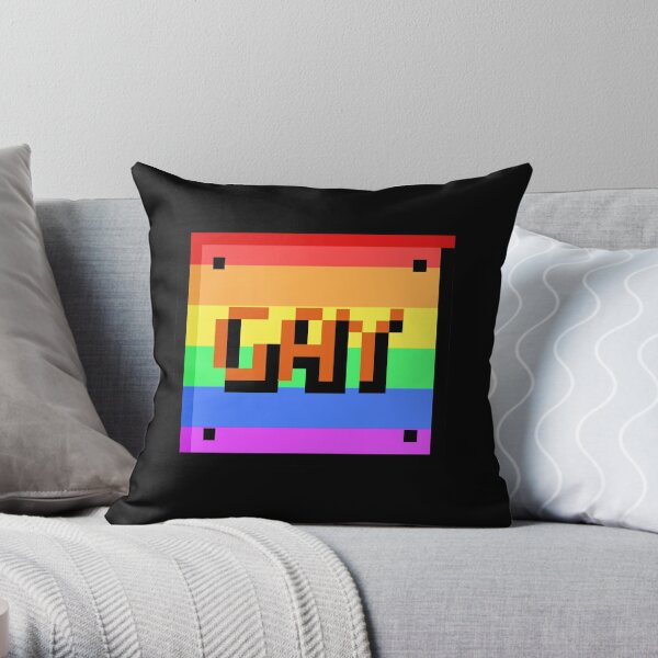 Retro Box in pixel art game Rainbow LGBT Throw Pillow