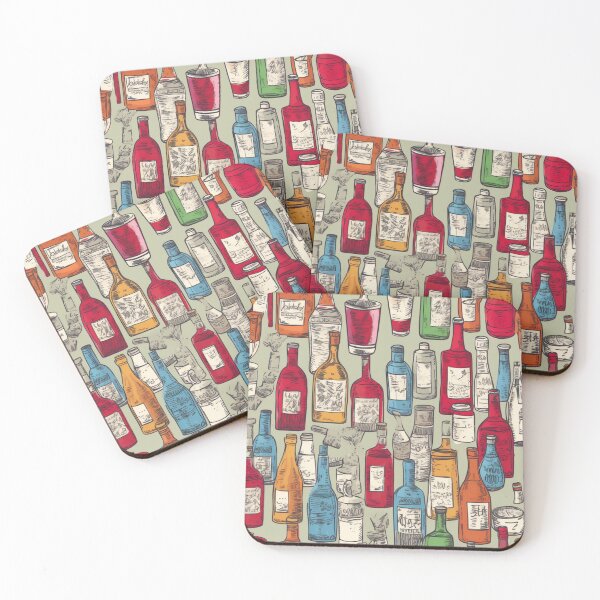 Item preview, wine and spirits tile // pattern bottles designed and sold by apolinART.