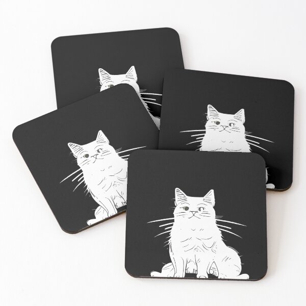 Item preview, a black and white drawing of a cat designed and sold by Mechanical-Artt.